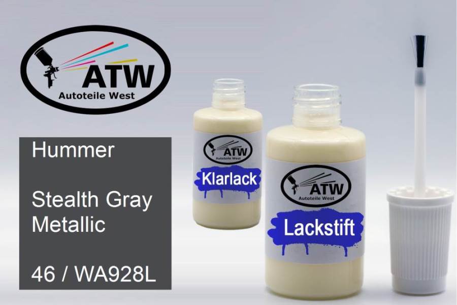 Hummer, Stealth Gray Metallic, 46 / WA928L: 20ml Lackstift + 20ml Klarlack - Set, von ATW Autoteile West.